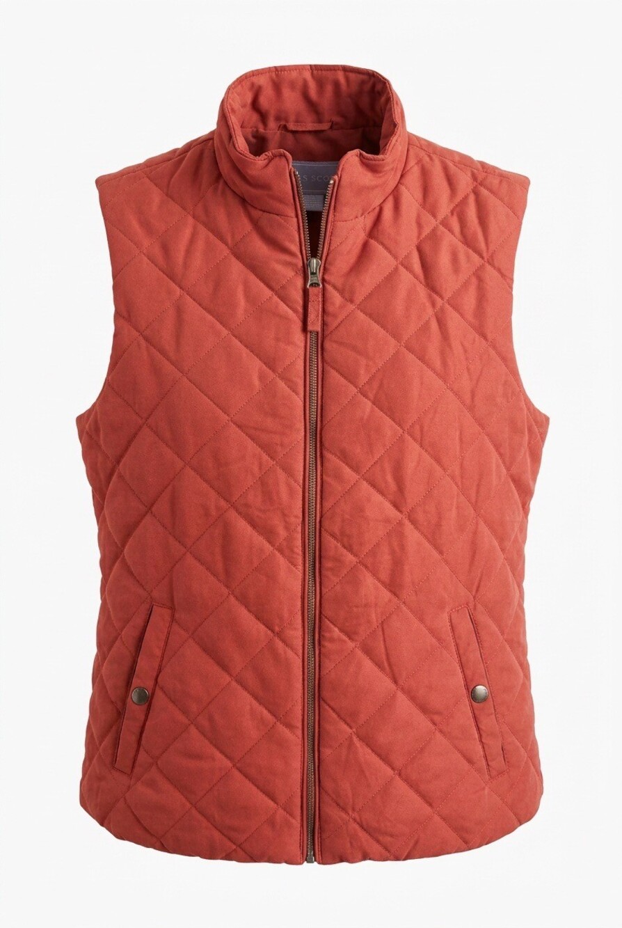 Laura Scott Quilted Vest Rust Sleeveless Jacket, Size M